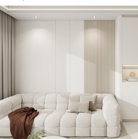 Living sofa behind Feature Wall