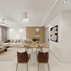 Living sofa behind Feature Wall