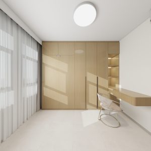 Bedroom 2 Space Saving Beds with Casement Wardrobe with Open Shelves with Study Table  (11.5 feet)