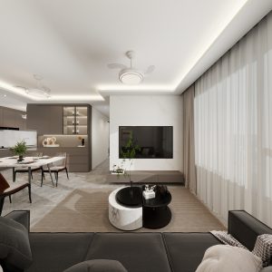 Living Suspended Tv Console & Feature Wall  (7 feet)