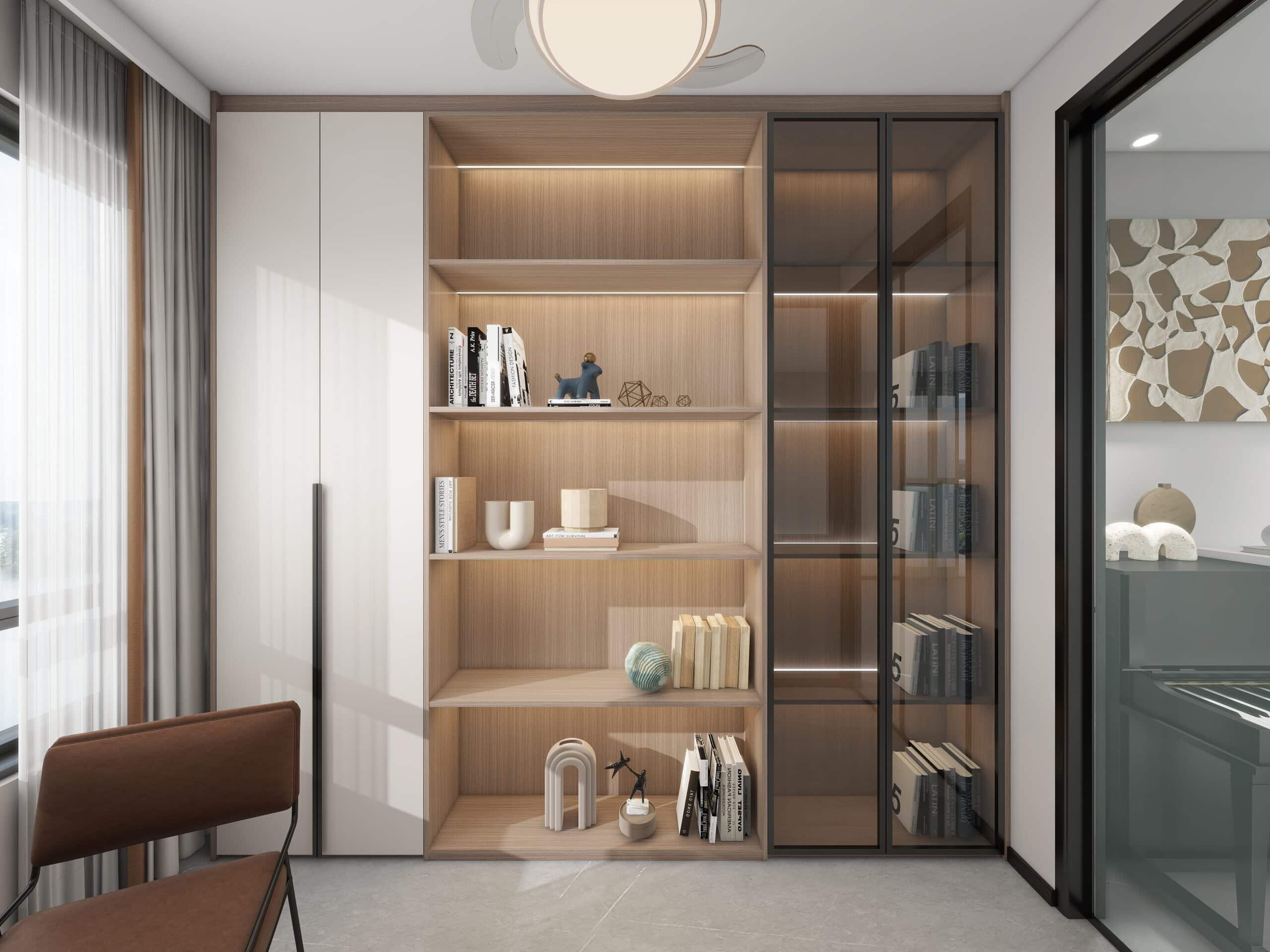 Studing Room top hung cabinet with Study table (11ft)