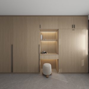 Bedroom 2 Space Saving Beds with Casement Wardrobe with Open Shelves  (11.5 feet)