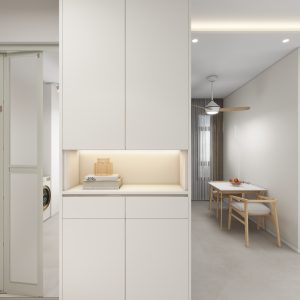 Full Height  display Cabinet  with open Shelves with LED light (2 feet)