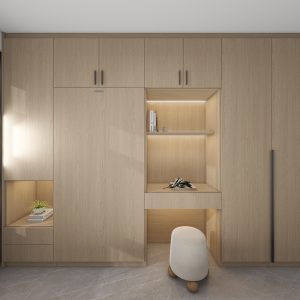 Bedroom 2 Space Saving Beds with Casement Wardrobe with Open Shelves  (11.5 feet)