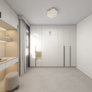 Bedroom 2 Space Saving Beds with Casement Wardrobe with Open Shelves  (11.5  feet)
