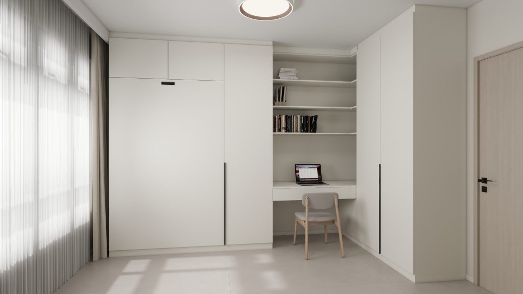 Bedroom 2 Space Saving Beds with Casement Wardrobe with Open Shelves (14.5 feet)