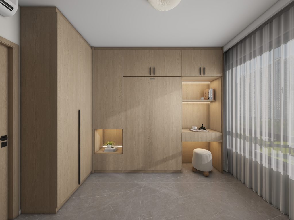 Bedroom 2 Space Saving Beds with Casement Wardrobe with Open Shelves (14.5 feet)