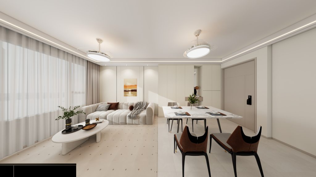 Living sofa behind Feature Wall