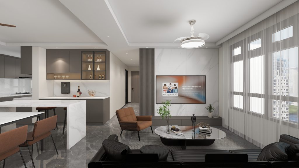 Living Suspended Tv Console & Feature Wall  (10 feet)