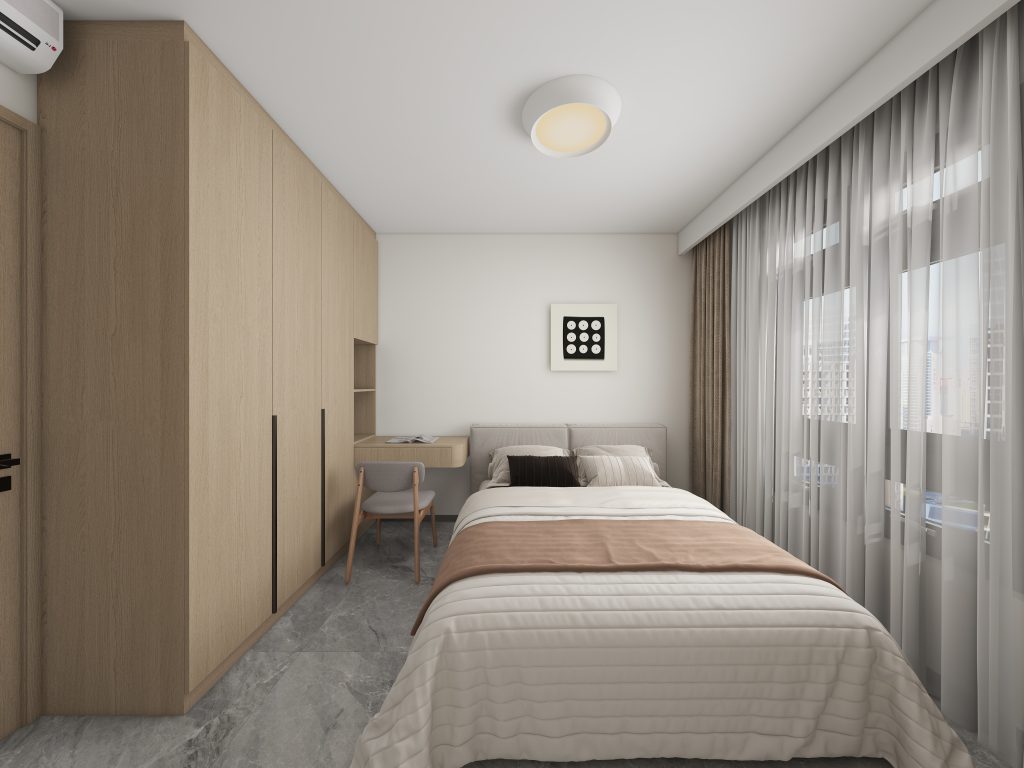 Bedroom 2 Space Saving Beds with Casement Wardrobe with Open Shelves (15.5 feet)