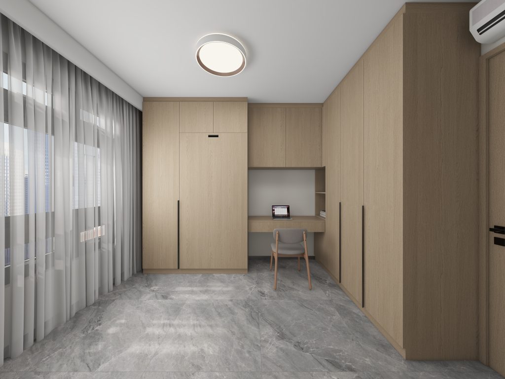 Bedroom 2 Space Saving Beds with Casement Wardrobe with Open Shelves (15.5 feet)