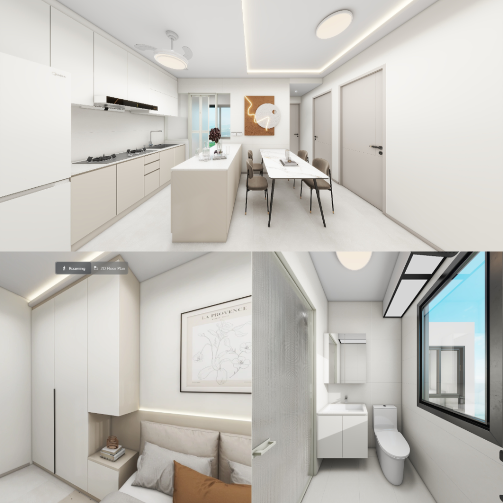 Toa Payoh Ridge 4-Room Type 1 Design A (Kitchen, Master Bedroom, and Bathroom Cabinets)