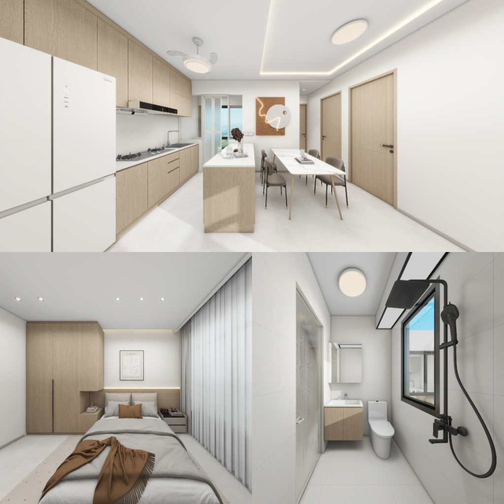 Toa Payoh Ridge 4-Room Type 1 Design B (Kitchen, Master Bedroom, and Bathroom Cabinets)