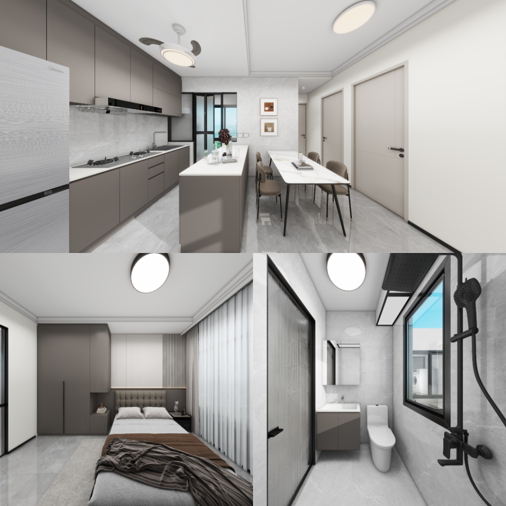 Toa Payoh Ridge 4-Room Type 1 Design C (Kitchen, Master Bedroom, and Bathroom Cabinets)