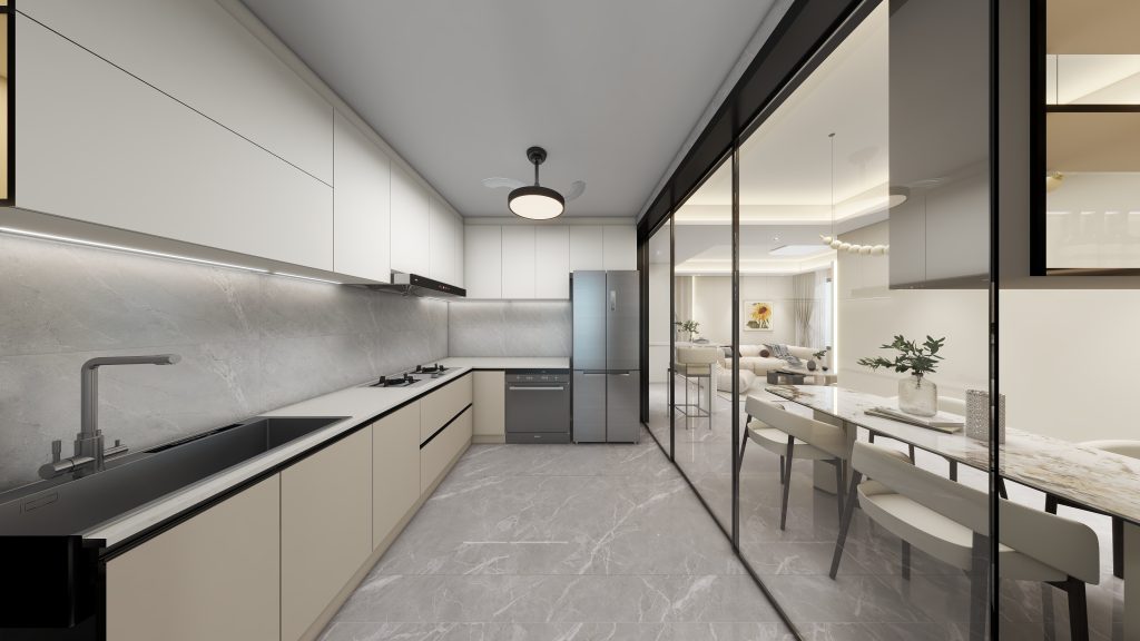 Kitchen Entrance Aluminium Sliding Glass Door (9 feet)