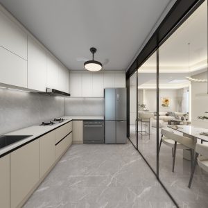Kitchen Entrance Aluminium Sliding Glass Door (9 feet)
