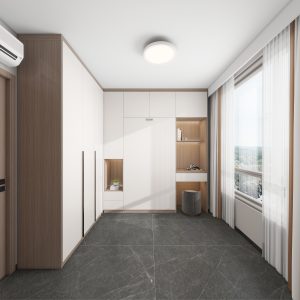 Bedroom 2 Space Saving Beds with Casement Wardrobe with Open Shelves (15.5 feet)