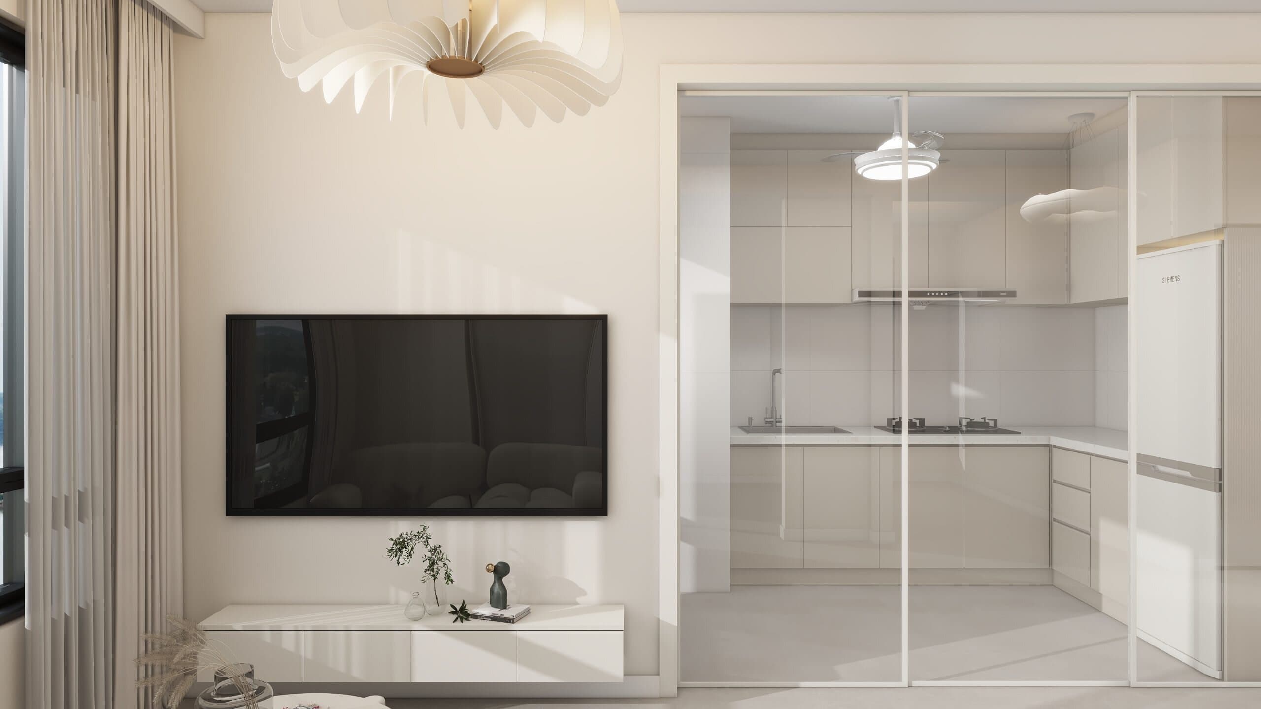 Kitchen Entrance Aluminium Frame Sliding Glass Door (9 feet)