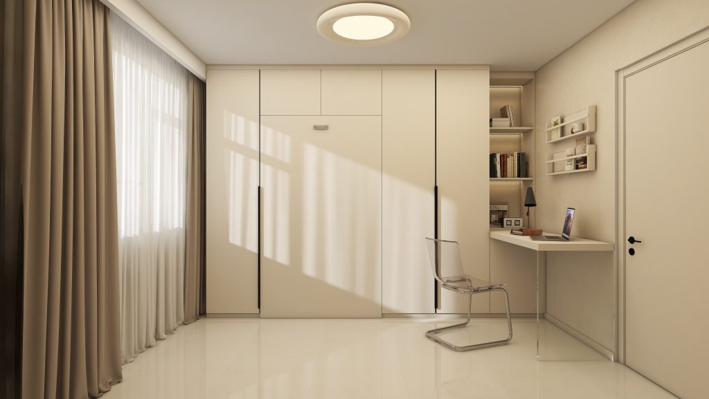 Bedroom 2 Space Saving Beds with Casement Wardrobe with Study Table (11.5  feet)