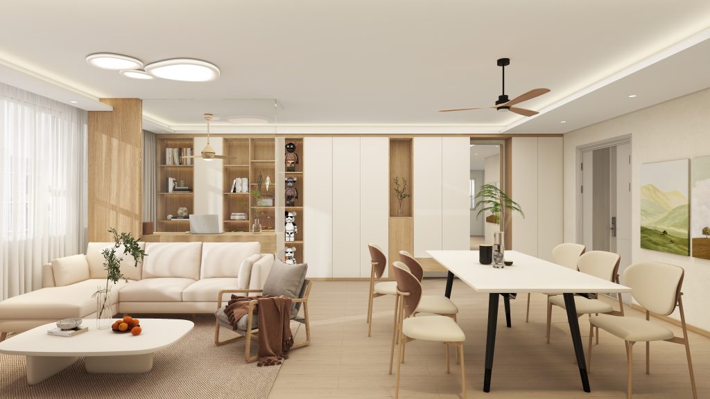 Foyer cabinet for HDB with hidden DB box and shoe storage