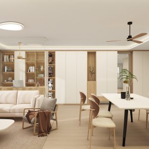 Foyer cabinet for HDB with hidden DB box and shoe storage