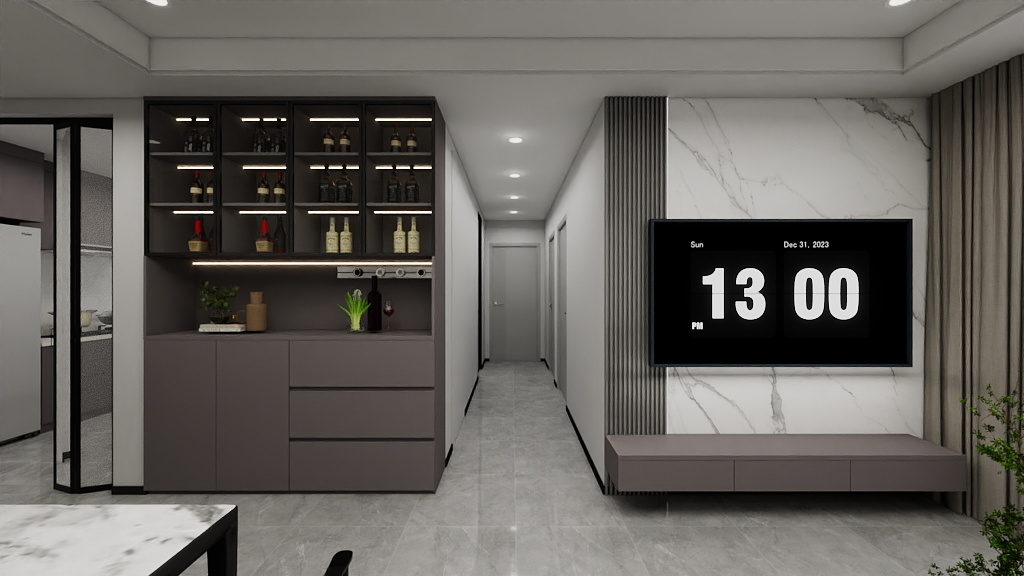 Dining Cabinet  with Glass Door (6 feet)