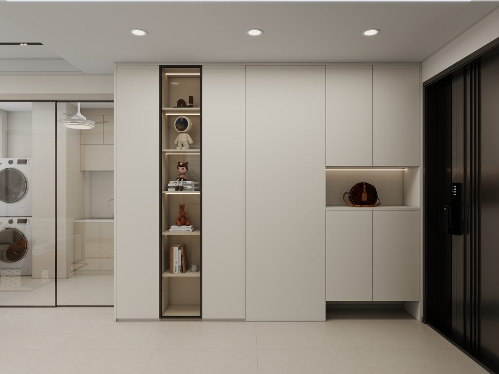 Foyer Full Height Shoes Cabinet and Bomb Shelter Door (10 feet)