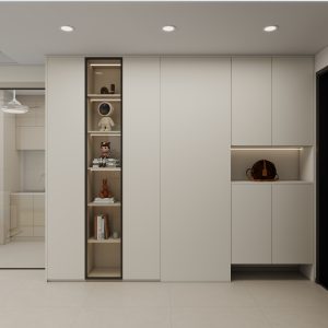 Foyer Full Height Shoes Cabinet and Bomb Shelter Door (10 feet)