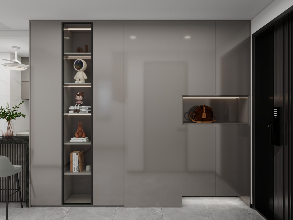 Foyer Full Height Shoes Cabinet and Bomb Shelter Door (10 feet)