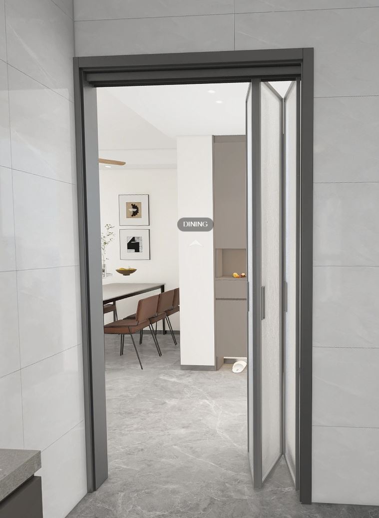 Kitchen Entrance Aluminium Frame  Folding Door (3 feet)