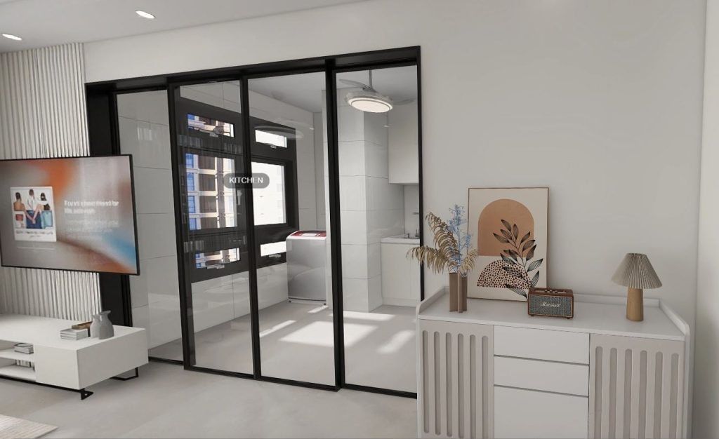 Kitchen Entrance Aluminium Frame Silding Door (11 feet)