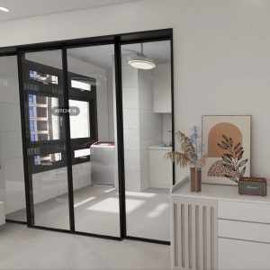 Kitchen Entrance Aluminium Frame Silding Door (11 feet)