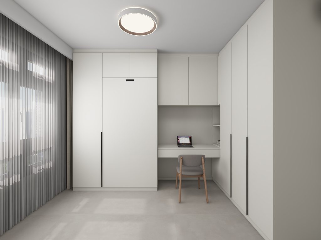 Bedroom 2 Space Saving Beds with Casement Wardrobe with Open Shelves (15.5 feet)