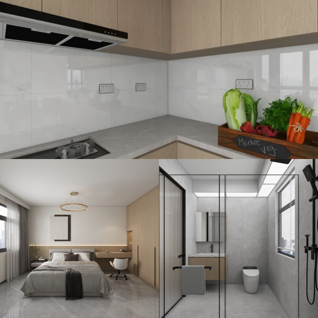 Punggol Point Cove 4-Room Design B (Kitchen, Master Bedroom, and Bathroom Cabinets)