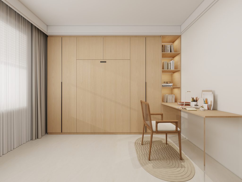 Bedroom 2 Space Saving Beds with Casement Wardrobe with Study Table (11.5  feet)