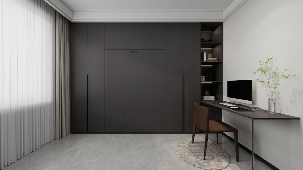 Bedroom 2 Space Saving Beds with Casement Wardrobe with Study Table (11.5  feet)