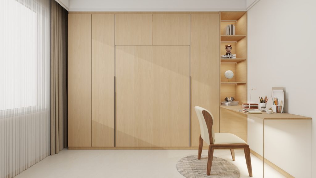 Bedroom 2 Space Saving Beds with Casement Wardrobe with Study Table (11.5  feet)