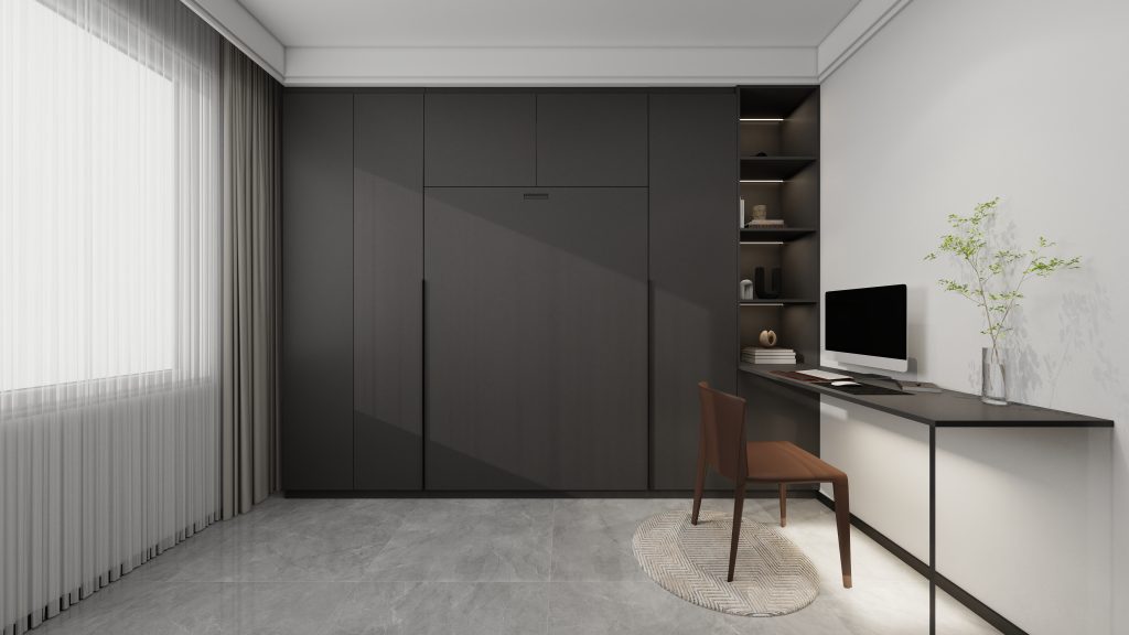 Bedroom 2 Space Saving Beds with Casement Wardrobe with Study Table (11.5  feet)