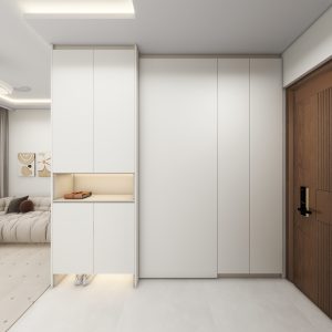 Foyer Full Height Shoes Cabinet and Bomb Shelter Door (9 feet)