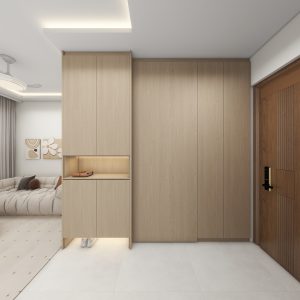 Foyer Full Height Shoes Cabinet and Bomb Shelter Door (9 feet)