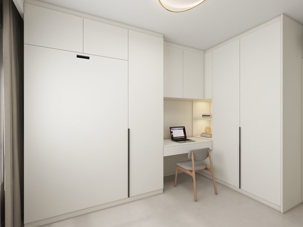 Bedroom 2 Space Saving Beds with Casement Wardrobe with Study table (14 feet)