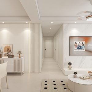 Living Tv Console & Feature Wall  (7 feet)