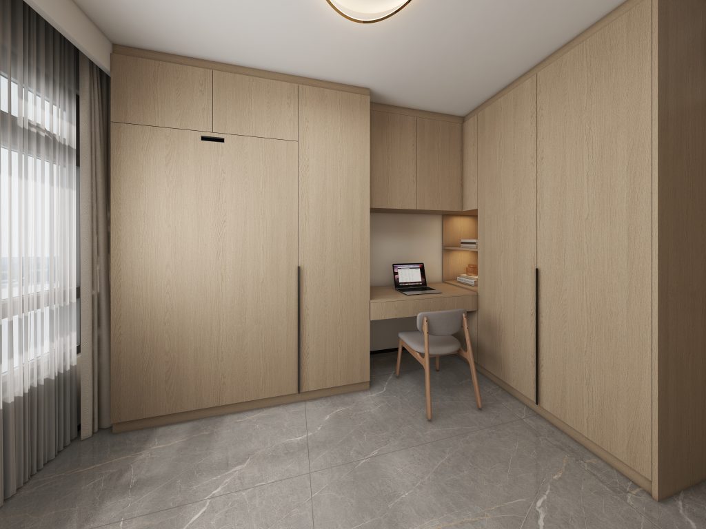 Bedroom 2 Space Saving Beds with Casement Wardrobe with Study table (14 feet)