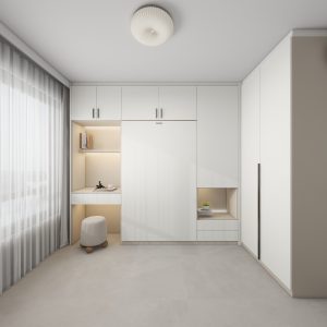 Bedroom 2 Space Saving Beds with Casement Wardrobe with Open Shelves (14.5 feet)