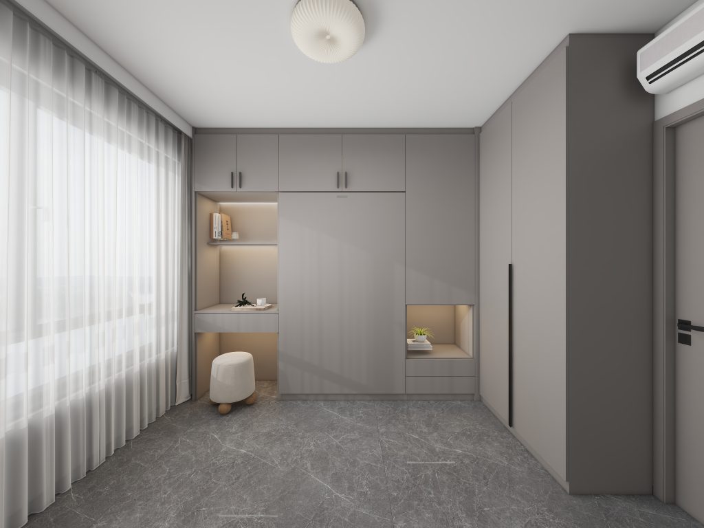 Bedroom 2 Space Saving Beds with Casement Wardrobe with Open Shelves (14.5 feet)