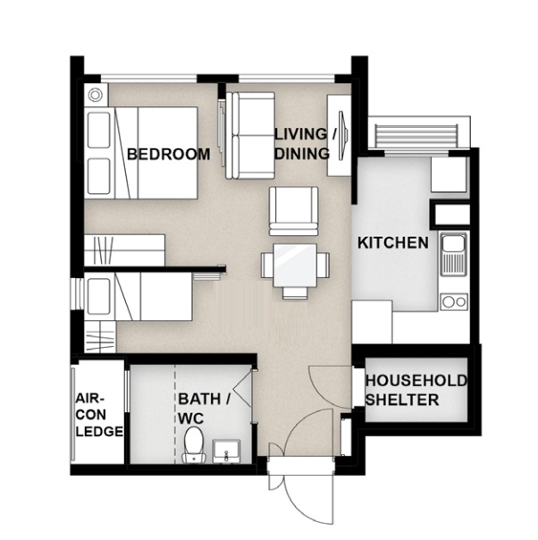 Woodlands Woodgrove Ascent 2-Room Design A (Kitchen, Master Bedroom, and Bathroom Cabinets)