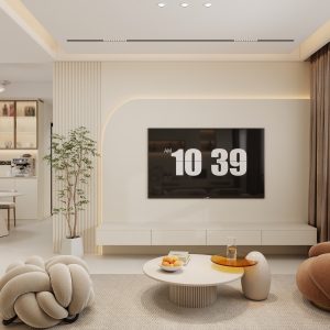 Living Suspended Tv Console & Tv Feature Wall (10 feet)