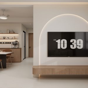 Living Suspended Tv Console & Tv Feature Wall (7.5 feet)