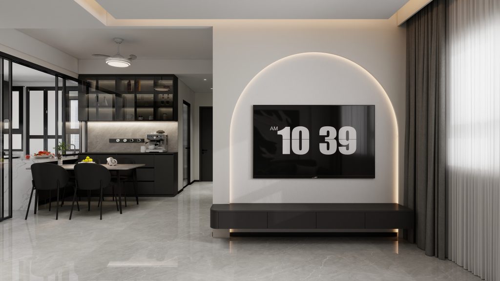 Living Suspended Tv Console & Tv Feature Wall (7.5 feet)