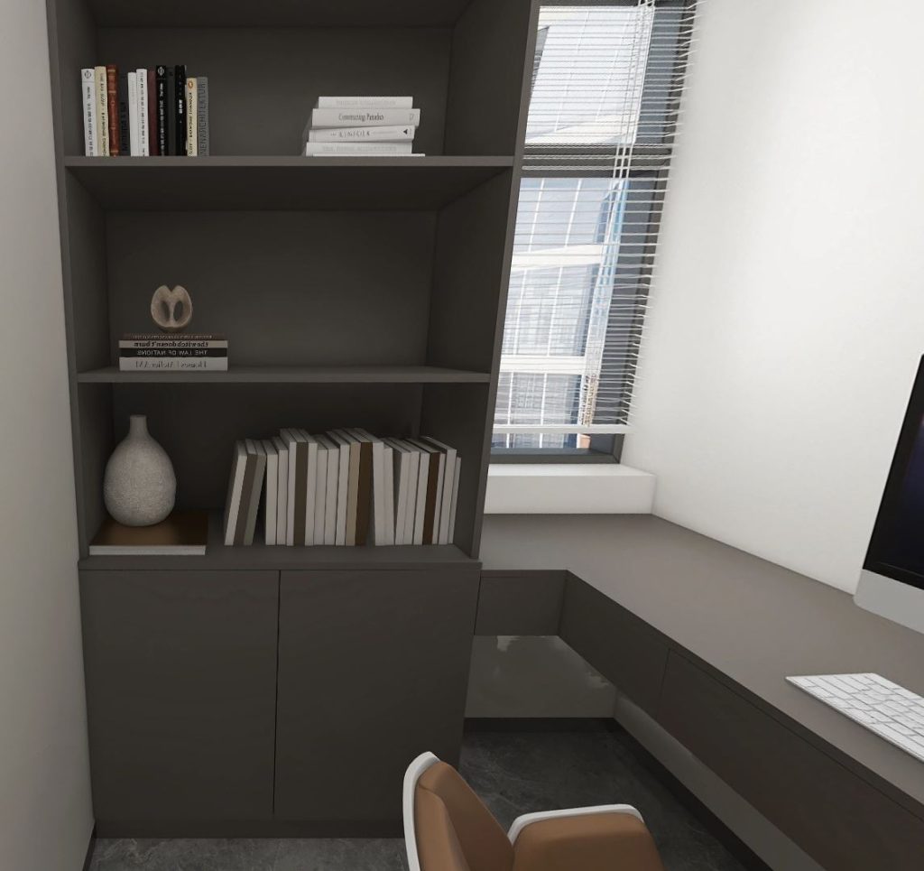 Bedroom 1 Full Height Cabinet with liminate with Study Table with Bookshelf (12 feet)